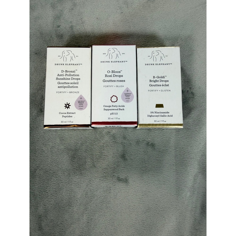 Drunk Elephant D-Bronzi B-Goldi Bright O-Bloos Rosi Drops 1oz MSRP $117 NIB